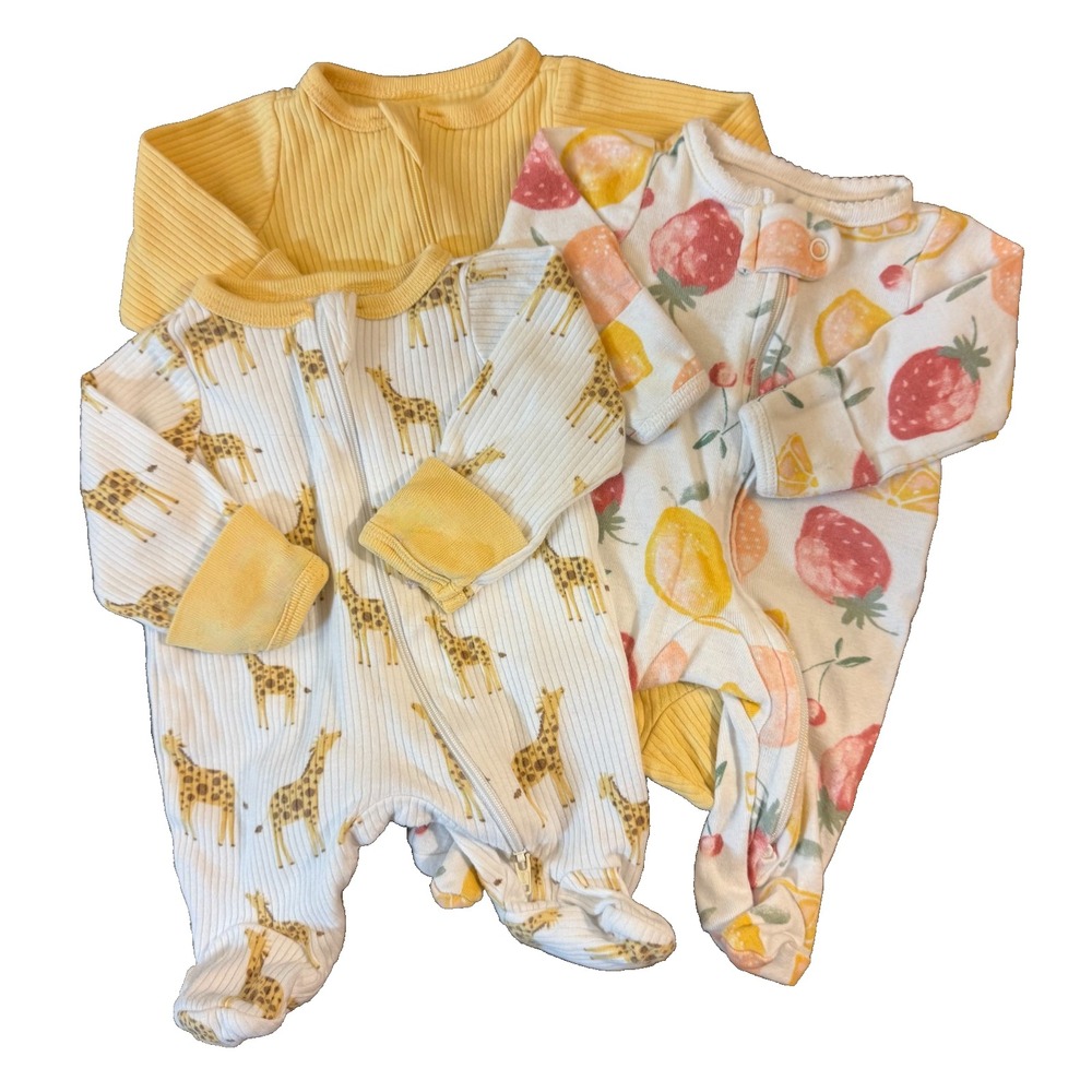 Sleepers Preemie Lot Baby Girl Rompers Outfits Clothes Bundle Zipper Giraffe